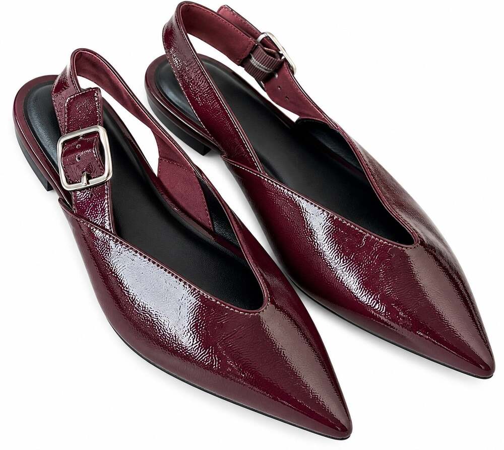 Old Navy Burgundy Patent Pointed Toe Slingback Flats Women’s Size 10 NWT